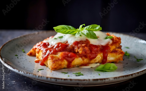 Capture the essence of Chicken Parmigiana in a mouthwatering food photography shot Generative AI
