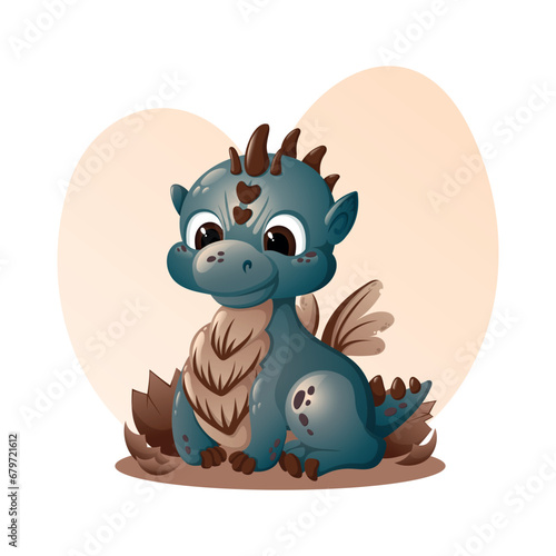 Dragon hatched from an egg - vector children's illustration. Fairy tale theme, Chinese symbol of 2024