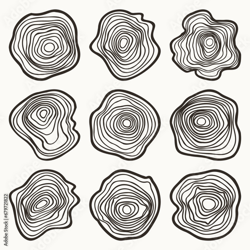 Wood Tree Rings Vector Collection
