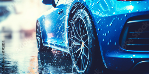 close-up of a car at a car wash. ai generative photo