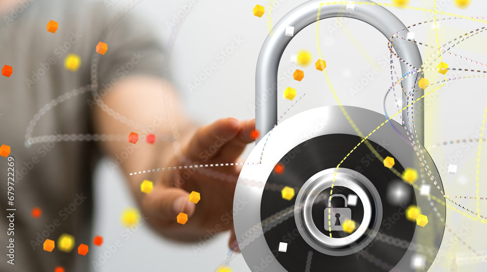 Obraz premium security data code digital in hand