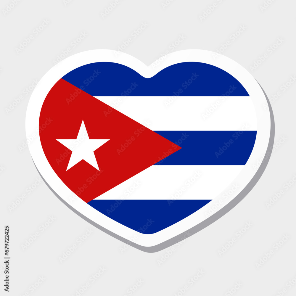Flag of Cuba icon. Vector heart sticker. Flag of Cuba icon. Vector heart sticker.