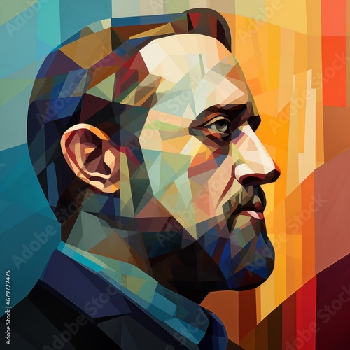man, cubism, abstract, geometrical art, profile picture