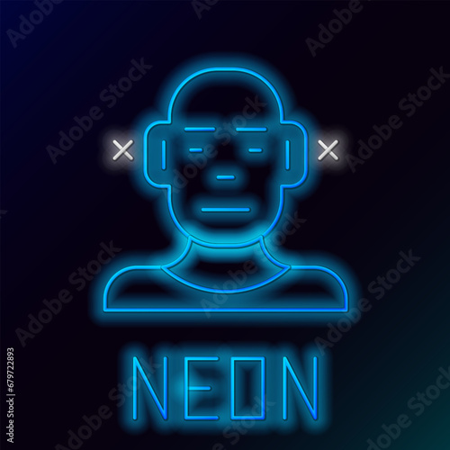 Glowing neon line Deafness icon isolated on black background. Deaf symbol. Hearing impairment. Colorful outline concept. Vector
