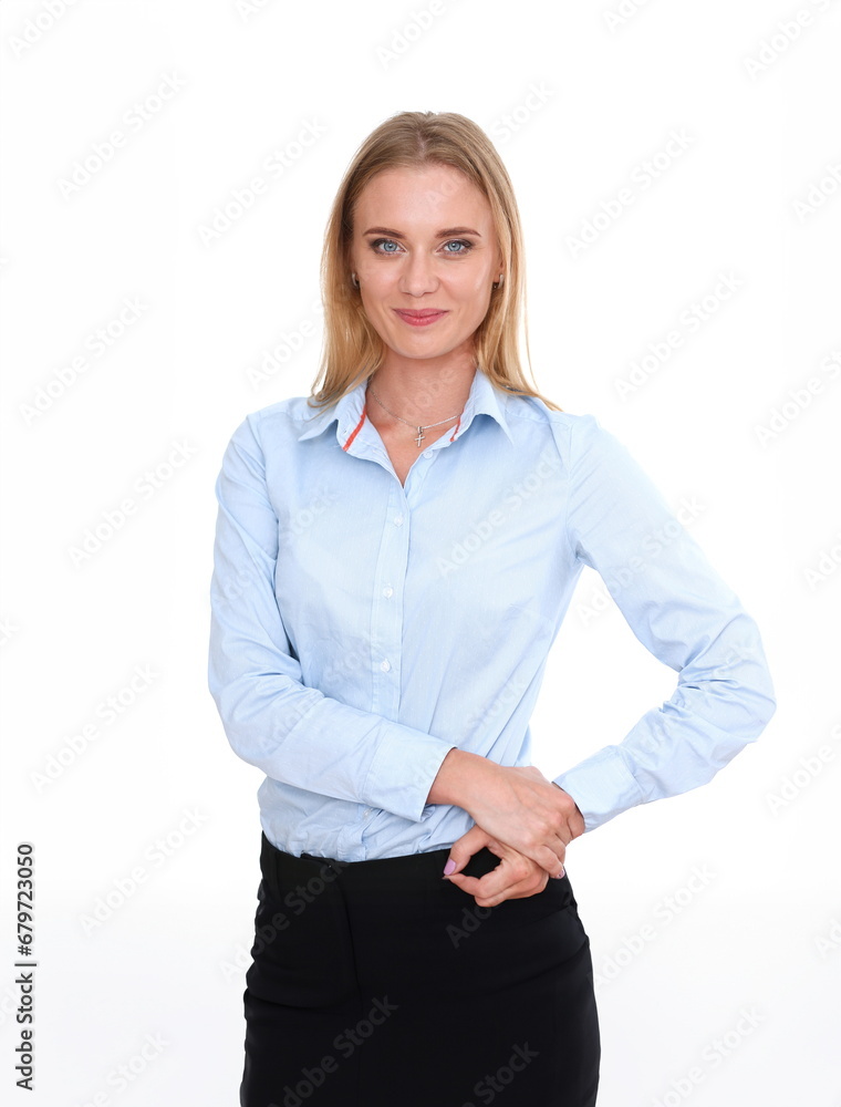 Blonde business woman portrait isolated on a white background Blonde business woman portrait isolated on a white background