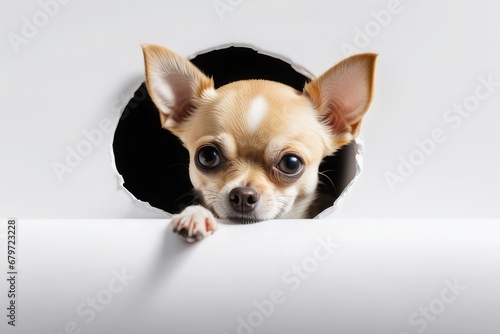 Chihuahua in a white hole © cvetikmart