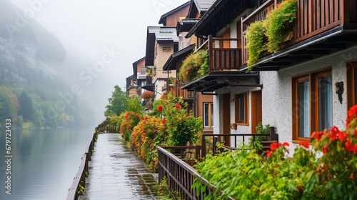 houses on the river HD 8K wallpaper Stock Photographic Image