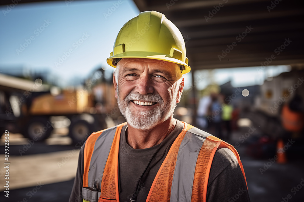 portrait of smiling male engineer on site wearing hard hat, high vis, and ppe portrait of smiling male engineer on site wearing hard hat, high vis, and ppe