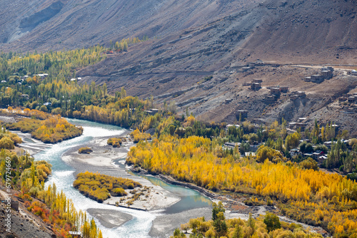 Nature Landscape Of Suru River Running Through Kargil Town In Leh Ladakh, India.