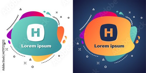 White Hospital signboard icon isolated on white and blue background. Abstract banner with liquid shapes. Vector