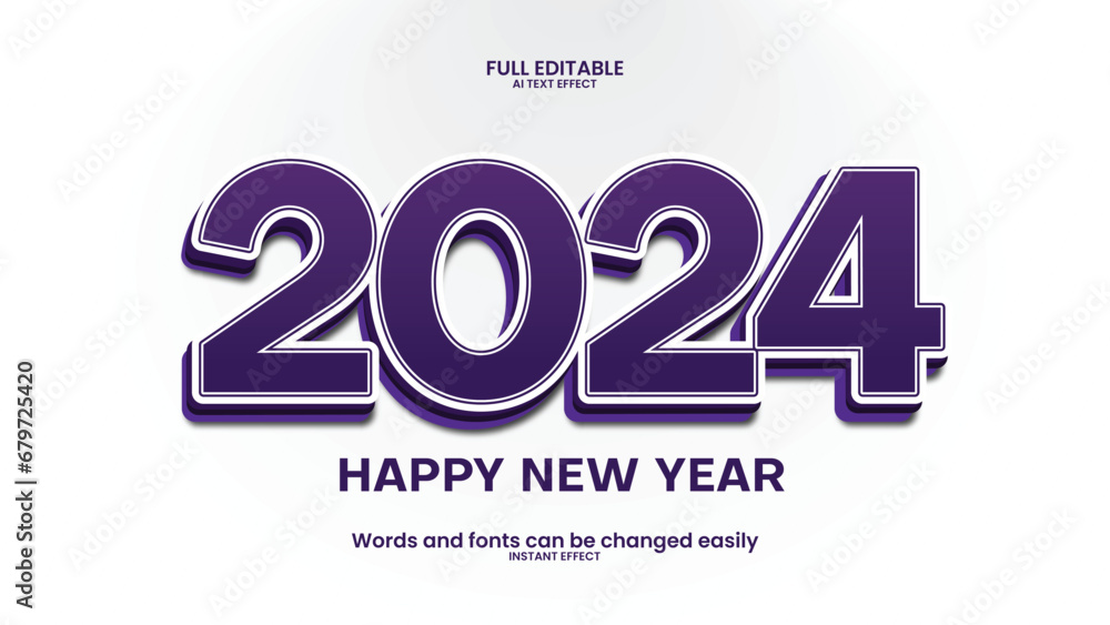 Editable 3d text effect Happy New Year 2024 Editable 3d text effect Happy New Year 2024