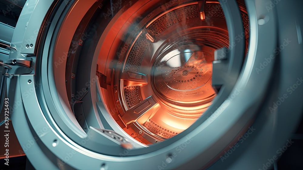 Washing Dryer Machine inside view of a drum. Laundry basket. Washing Dryer Machine inside view of a drum. Laundry basket.
