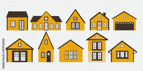 Flat Residential Houses vecor collection