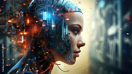 Wallpaper Mural Artificial Intelligence - 3d art image. Technology, augmented reality (AR), virtual reality (VR) concepts. Abstract backgrounds. Torontodigital.ca