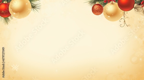  an image of a christmas background with baubles and snowflakes on a branch of a christmas tree.
