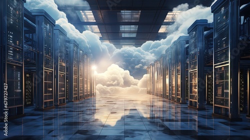 Data center and cloud computing. photo