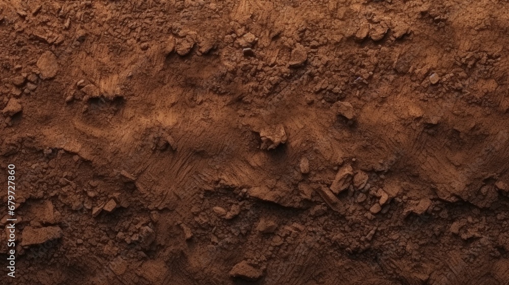 Brown ground surface.Close up natural background.soil surface top view - obrazy, fototapety, plakaty 