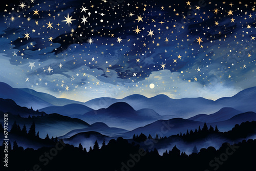 An illustration of a star-studded night sky, representing the celestial wonder that guided the Magi.