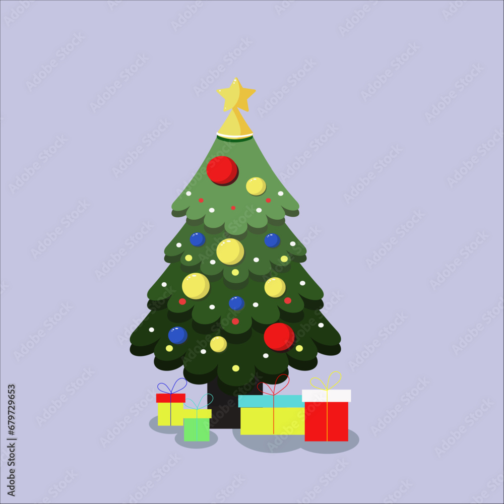 Christmas tree with toys and gifts under it Christmas tree with toys and gifts under it