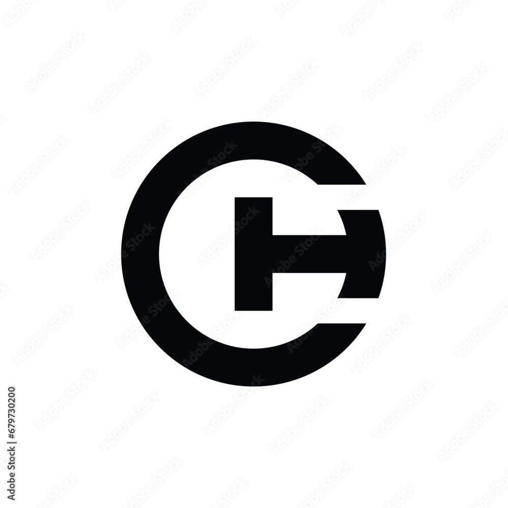 CH or HC circle monogram letter logo design CH or HC circle monogram letter logo design