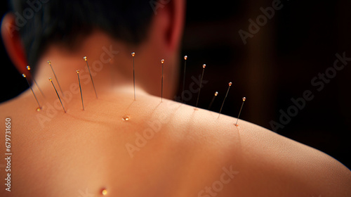 Acupuncture back neck spa salon. Generative AI, photo