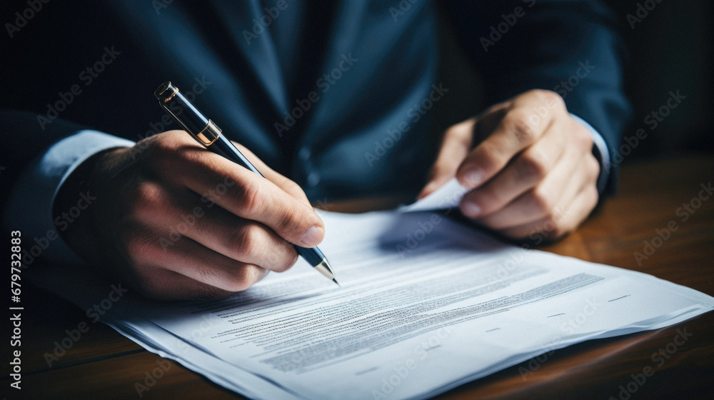 Businessman signing a contract. Close-up of a man signing a document. Businessman signing a contract. Close-up of a man signing a document.