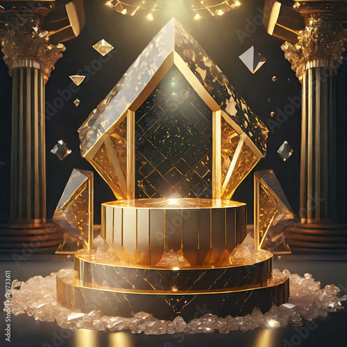Luxurious gold and diamond custom royal podium