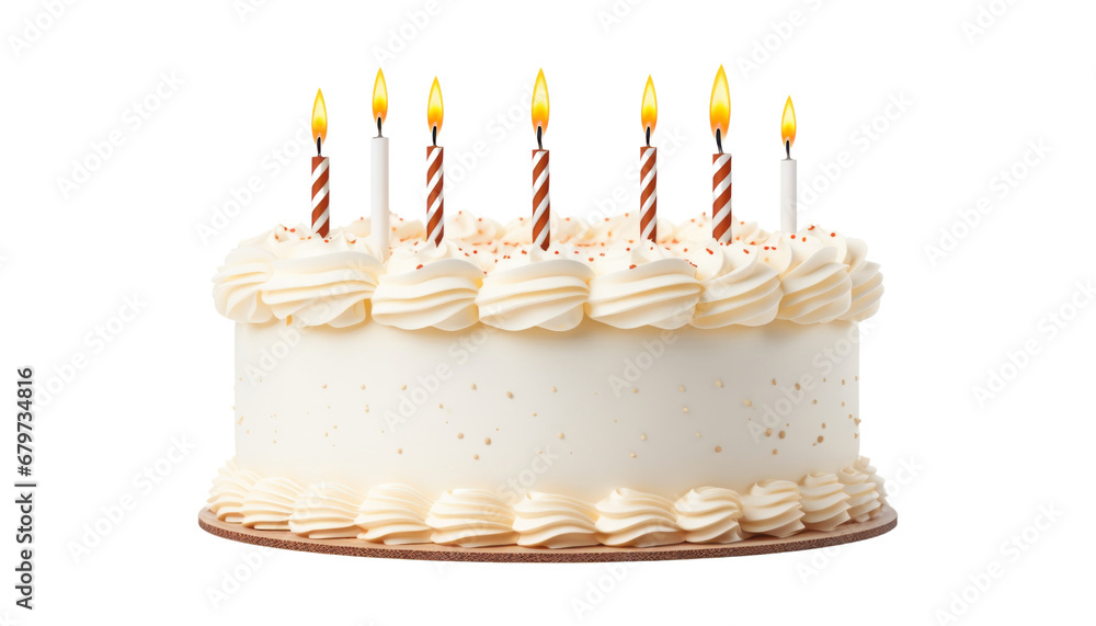 birthday cake with candles isolated on transparent background cutout ...