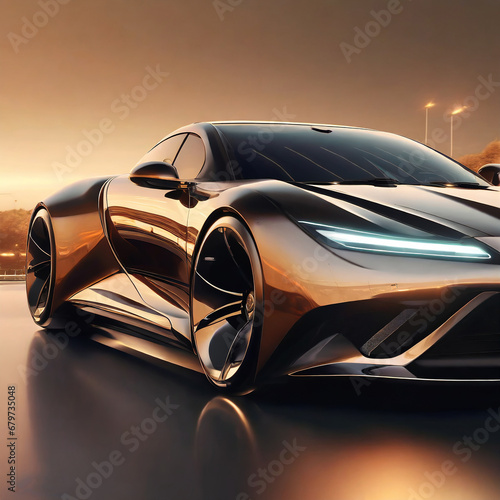 Futuristic, ultra, super cars of an advanced dimension of a century