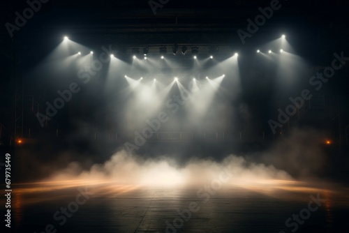 Stadium arena with concert lights. Background with selective focus and copy space