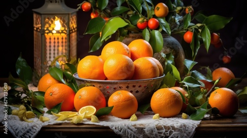 New Year's table with tangerines