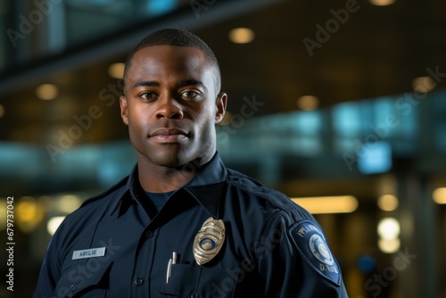 A man is a security or law enforcement officer. Concept of top in demand profession. Portrait with selective focus