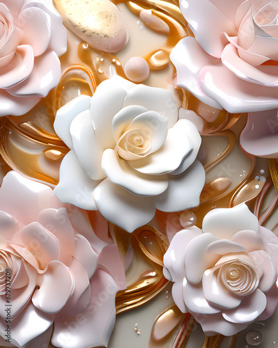 Tło, różowe akrylowe kwiaty 3D 