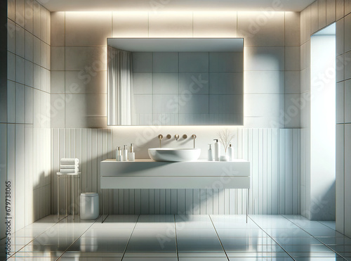 Elegant White Bathroom for Product Staging
