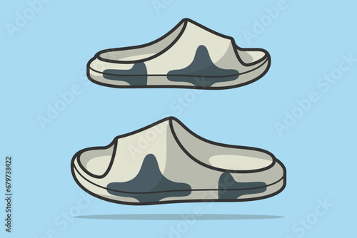 Pair Of Men Footwear Slippers Shoes vector illustration. Beauty fashion objects icon concept. Colorful flip flop slippers shoes vector design.