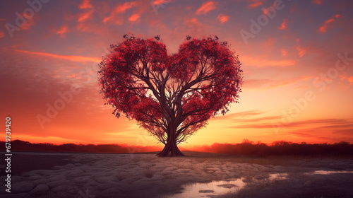 Tree in the shape of a heart. Generative AI, © Erik