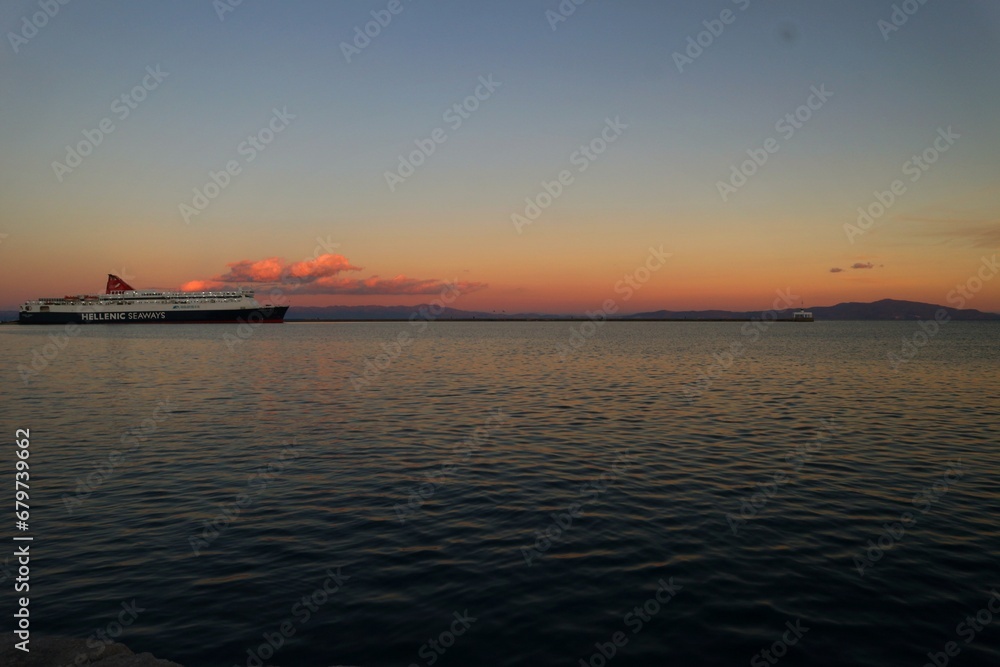 ship at sunset ship at sunset