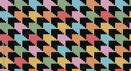 Pastel gingham knitted pattern, Festive Sweater Design. Seamless Knitted Pattern