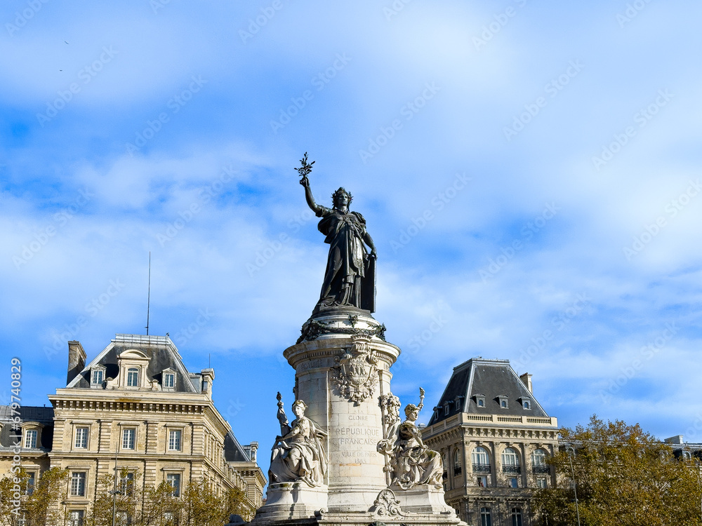 Fototapeta premium Place de la Republique. built in 1880. It symbolizes the victory of the Republic in France