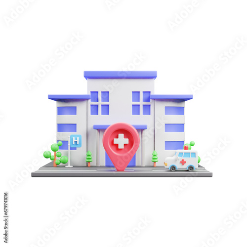 hospital 3d icon illustration or medical hospital 3d icon illustration