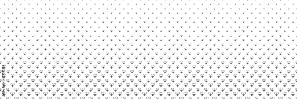 Blended doodle black heart line on white for pattern and background, halftone effect. Blended doodle black heart line on white for pattern and background, halftone effect.