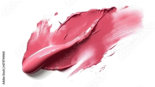 pink lipstick smear, acryl gel, glossy pink nail polish, cosmetics beauty product texture, liquid blush, lipstick, lipgloss swatches, isolated on white