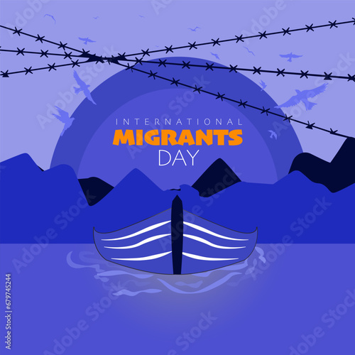 Vector illustration of Migrants concept design, It can use for Banners, Posters, Web, Digital, etc. Due to war, climate change, and global political issues, the Migrants problem is gaining momentum.