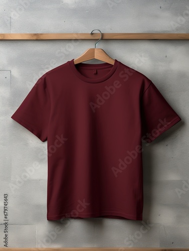 Red t-shirt positioned for mockup design,shirt mockup photography , Generative Ai