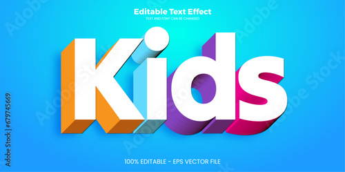 Kids editable text effect in modern trend style