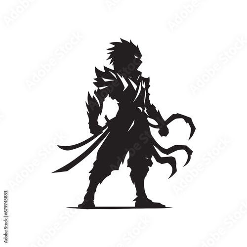 Ninja Lion Silhouette - An enigmatic guardian watching over the night with the combined prowess of a ninja and the regality of a lion. 