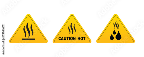Caution hot surface warning sign, Hot water caution sign