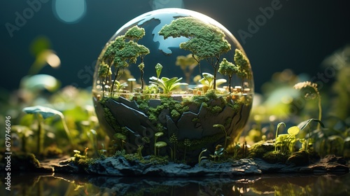 Fantasy World Depiction: Floating City in a Giant Bubble Amidst Nature’s Splendor