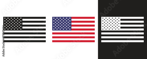 USA flag icon set. American national flag concept. USA flags on transparent background