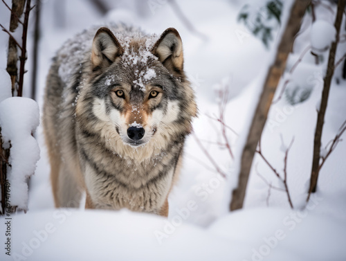 Wolf in Snow Forest, Generative Ai